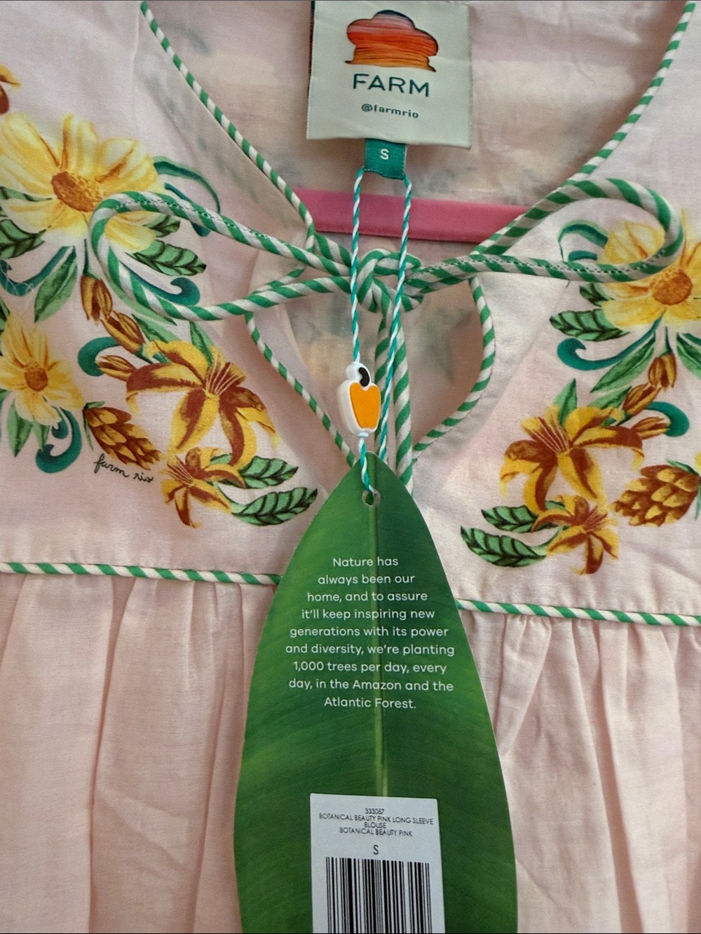 NWT FARM Rio Pink Floral Peasant Blouse - Picture 2 of 4